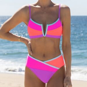 Vibrant Pink and Orange Bikini Set